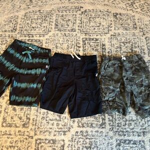 3 bottoms bundle. Camo/Tie Dye/Navy Shorts like new, worn once. -8-12